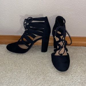 Strappy black heels